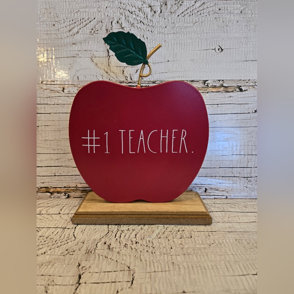 Rae Dunn "#1 Teacher" Apple Shaped sign